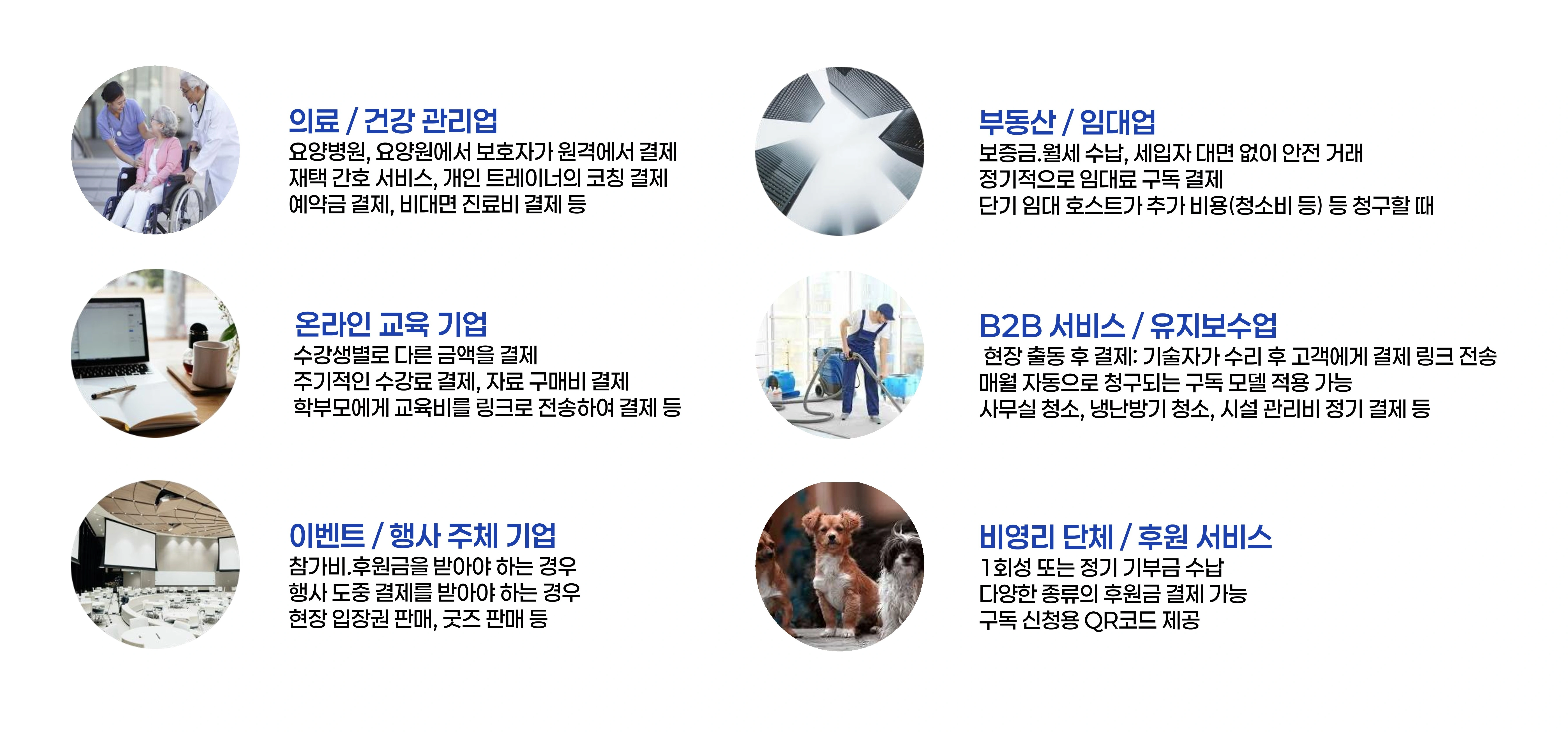 비대면 결제 주요 고객군 예시